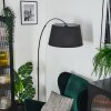 Bassagoda floor lamp, Arch lamps chrome, black, 1-light source, Fabric lampshade