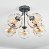 Ripoll ceiling light, globe light Amber, clear, 5-light sources