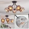 Ripoll ceiling light, globe light chrome, clear, Smoke-coloured, 5-light sources