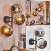 Koyoto globe light, wall light chrome, Smoke-coloured, 3-light sources