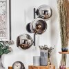 Koyoto globe light, wall light chrome, Smoke-coloured, 3-light sources