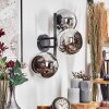 Koyoto globe light, wall light chrome, Smoke-coloured, 3-light sources
