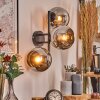 Koyoto globe light, wall light chrome, Smoke-coloured, 3-light sources