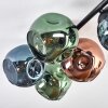 Ripoll ceiling light, globe light blue, green, coppery, 5-light sources