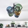 Ripoll ceiling light, globe light blue, gold, green, 5-light sources