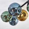 Ripoll ceiling light, globe light blue, gold, green, 5-light sources