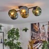 Ripoll ceiling light, globe light blue, gold, green, 5-light sources