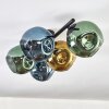 Ripoll ceiling light, globe light blue, gold, green, 5-light sources