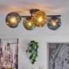 Ripoll ceiling light, globe light blue, gold, green, 4-light sources
