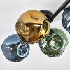 Ripoll ceiling light, globe light blue, gold, green, 4-light sources
