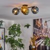 Ripoll ceiling light, globe light blue, gold, green, 4-light sources