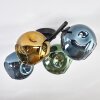 Ripoll ceiling light, globe light blue, gold, green, 4-light sources