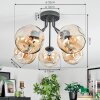 Ripoll ceiling light, globe light Amber, 5-light sources