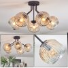 Ripoll ceiling light, globe light Amber, clear, 5-light sources
