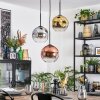 Ripoll hanging light, globe light, Cluster pendant lamp chrome, gold, clear, coppery, Smoke-coloured, 3-light sources