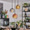 Ripoll hanging light, globe light, Cluster pendant lamp chrome, gold, clear, coppery, Smoke-coloured, 3-light sources
