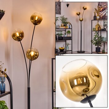 Ripoll globe light, floor lamp gold, clear, 3-light sources
