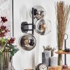 Koyoto globe light, wall light chrome, clear, Smoke-coloured, 3-light sources