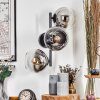 Koyoto globe light, wall light chrome, clear, Smoke-coloured, 3-light sources