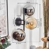 Koyoto globe light, wall light Amber, chrome, Smoke-coloured, 3-light sources