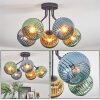 Koyoto ceiling light, globe light 52 cm blue, gold, green, 5-light sources