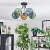 Koyoto ceiling light, globe light 52 cm blue, gold, green, 5-light sources