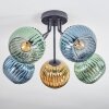 Koyoto ceiling light, globe light 52 cm blue, gold, green, 5-light sources