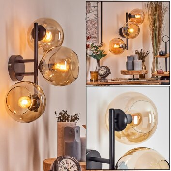 Koyoto globe light, wall light Amber, 3-light sources