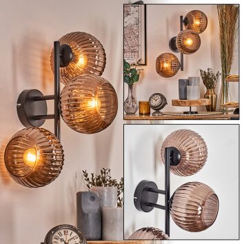 Koyoto globe light, wall light coppery, 3-light sources