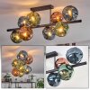 Ripoll ceiling light, globe light blue, green, coppery, 8-light sources