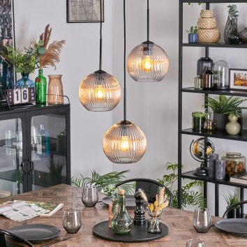 Koyoto hanging light, globe light, Cluster pendant lamp 30 cm Amber, clear, 3-light sources