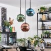 Ripoll hanging light, globe light, Cluster pendant lamp blue, green, coppery, 3-light sources