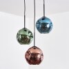 Ripoll hanging light, globe light, Cluster pendant lamp blue, green, coppery, 3-light sources