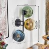 Koyoto globe light, wall light blue, gold, green, clear, 3-light sources