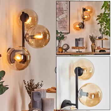 Gastor globe light, wall light Amber, 3-light sources
