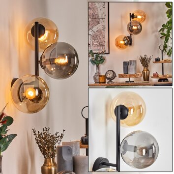 Gastor globe light, wall light Amber, Smoke-coloured, 3-light sources