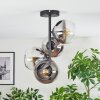 Koyoto ceiling light, globe light 32 cm chrome, clear, Smoke-coloured, 4-light sources