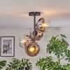 Koyoto ceiling light, globe light 32 cm chrome, clear, Smoke-coloured, 4-light sources