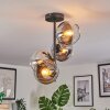 Koyoto ceiling light, globe light 32 cm chrome, clear, Smoke-coloured, 4-light sources