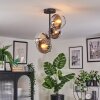 Koyoto ceiling light, globe light 32 cm chrome, clear, Smoke-coloured, 4-light sources