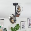 Koyoto ceiling light, globe light 32 cm chrome, clear, Smoke-coloured, 4-light sources