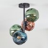 Ripoll ceiling light, globe light blue, green, coppery, 4-light sources