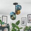 Ripoll ceiling light, globe light blue, gold, green, 4-light sources