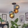 Ripoll ceiling light, globe light blue, gold, green, 4-light sources