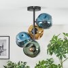 Ripoll ceiling light, globe light blue, gold, green, 4-light sources