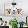 Ripoll ceiling light, globe light gold, clear, coppery, Smoke-coloured, 3-light sources