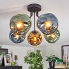 Ripoll ceiling light, globe light blue, gold, green, 5-light sources