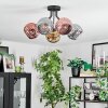 Ripoll ceiling light, globe light chrome, gold, coppery, Smoke-coloured, 5-light sources