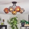 Ripoll ceiling light, globe light chrome, gold, coppery, Smoke-coloured, 5-light sources