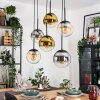 Gastor hanging light, globe light, pendant light Amber, gold, clear, Smoke-coloured, 6-light sources